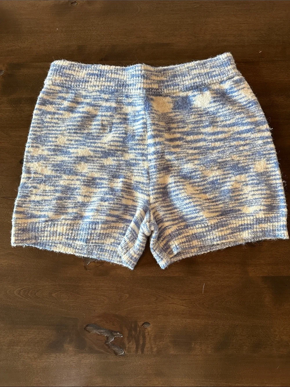 My Michelle Blue & Cream Marled Knit Cardigan and Matching Short Set size L